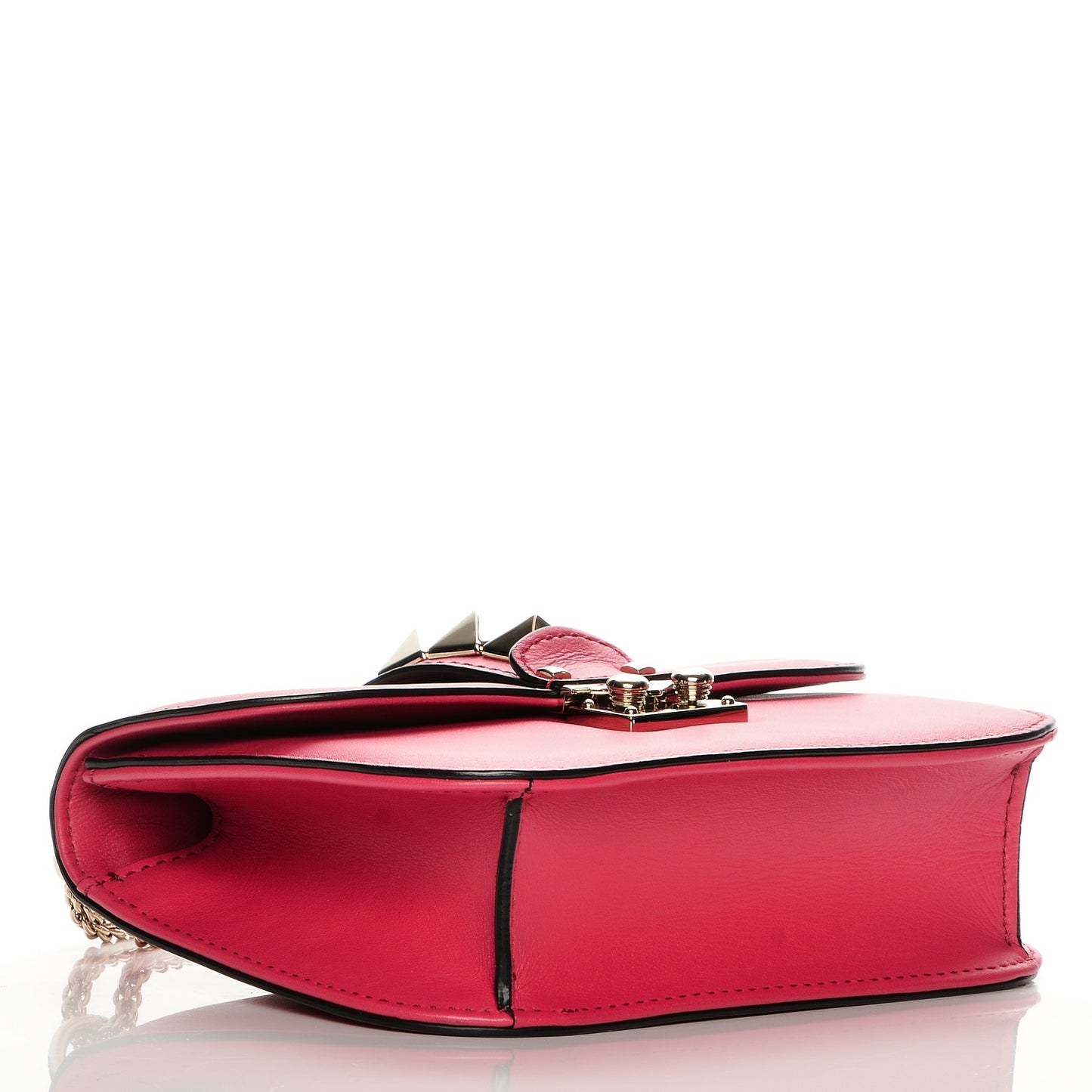 Vitello Small Glam Lock Rockstud Flap Pink