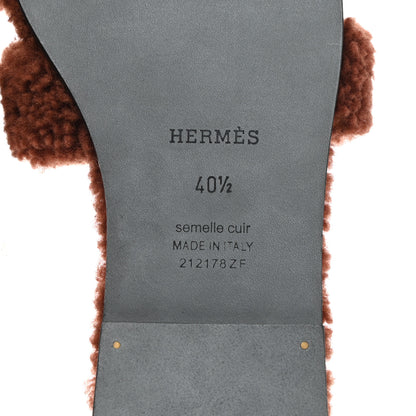 Hermes Woolskin Oran Sandals 40.5 Cognac 6 of 8