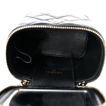 Chanel Lambskin Quilted Metal Mini Top Handle Vanity Case With Chain Black 5 of 11