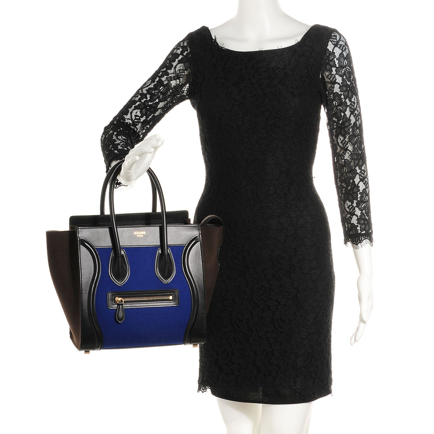Smooth Calfskin Felt Micro Tri-Color Luggage Indigo