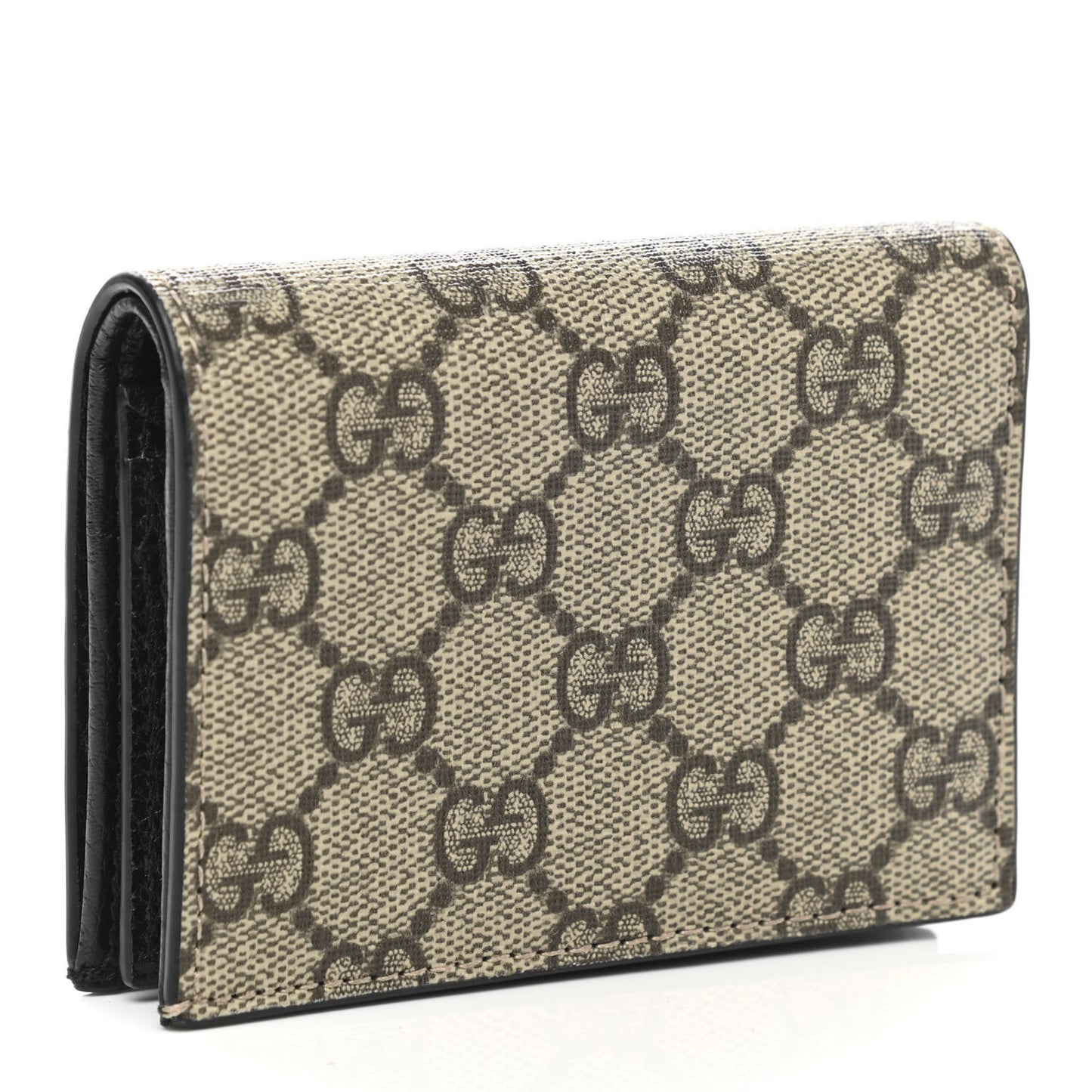 Dollar Calfskin GG Supreme Monogram GG Marmont Card Case Black Beige Ebony