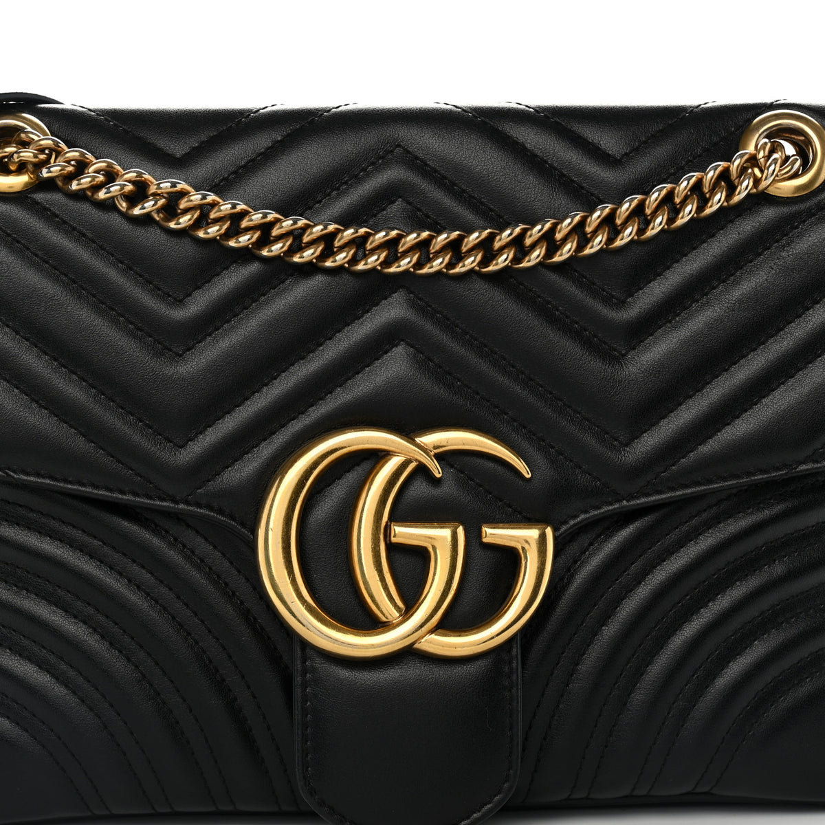 Gucci Calfskin Matelasse Medium GG Marmont Shoulder Bag Black 8 of 10