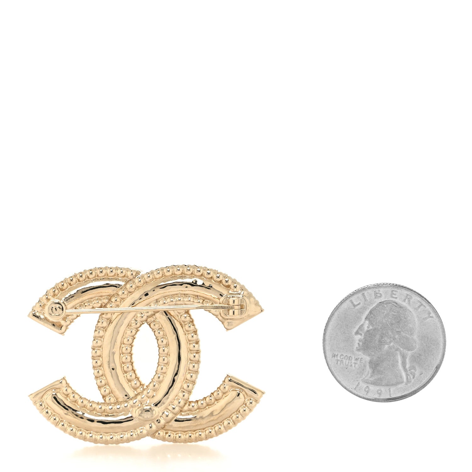 Chanel Crystal CC Brooch Light Gold 2 of 3