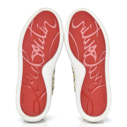 Christian Louboutin Calfskin Coins Leopard Womens Vieirissima Flat Sneakers 38.5 Gold 5 of 8