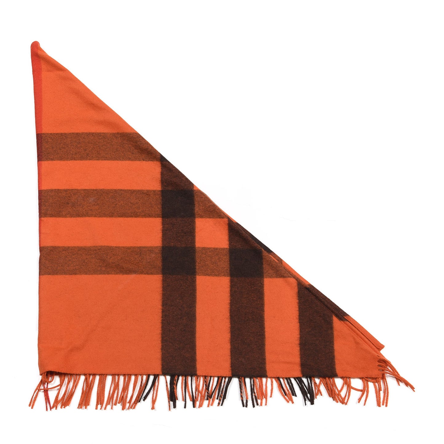 Cashmere Mega Check Triangle Bandana Scarf Orange Red