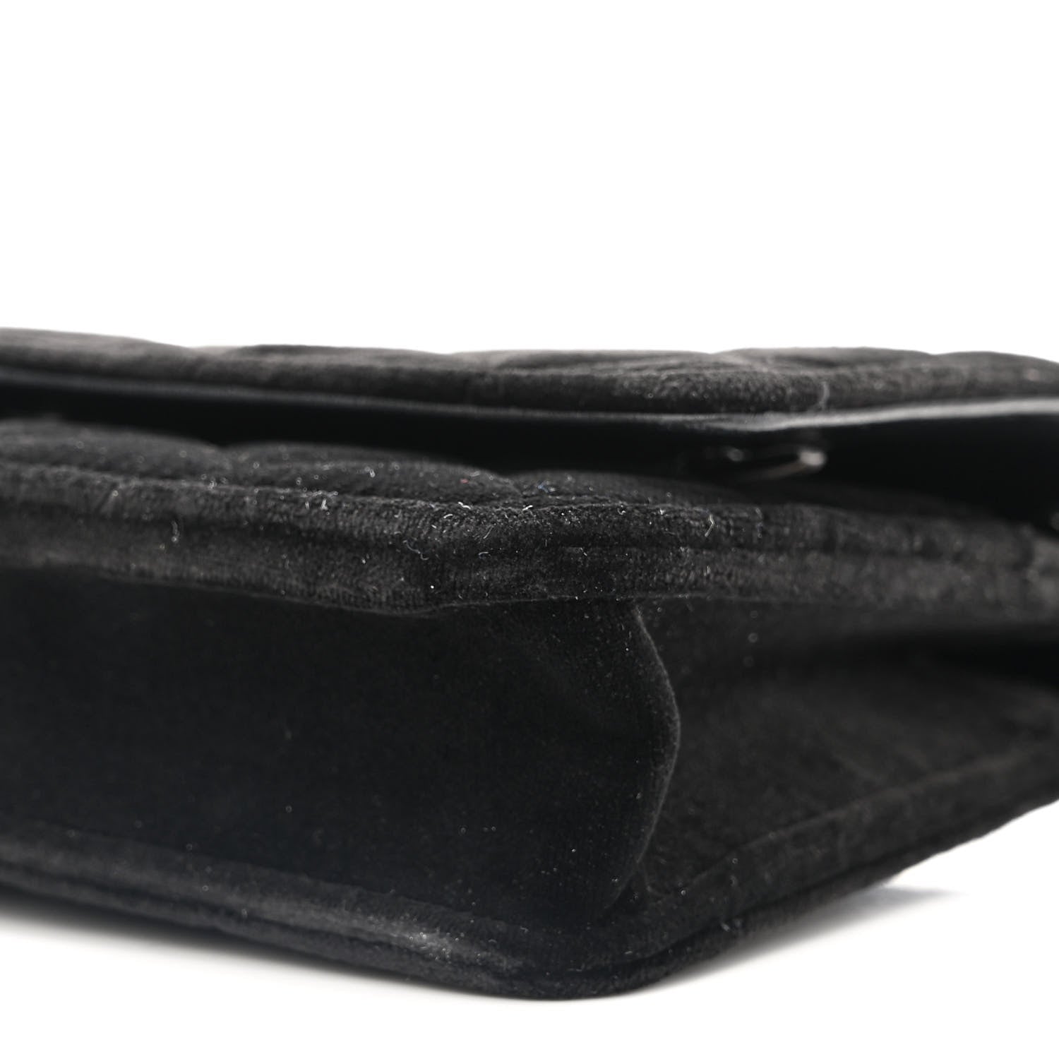 Chanel Velvet Quilted Wallet On Chain WOC Black 10 of 11