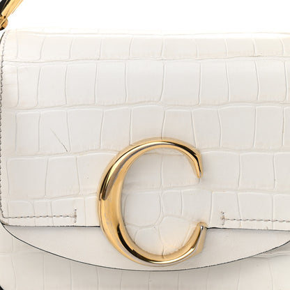 Chloe Calfskin Crocodile Embossed Mini C Double Carry Brilliant White 7 of 9
