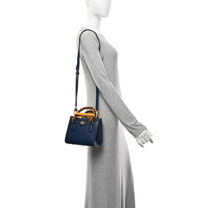 Gucci Textured Dollar Calfskin Web Mini Diana Tote Bag Royal Crop 2 of 11