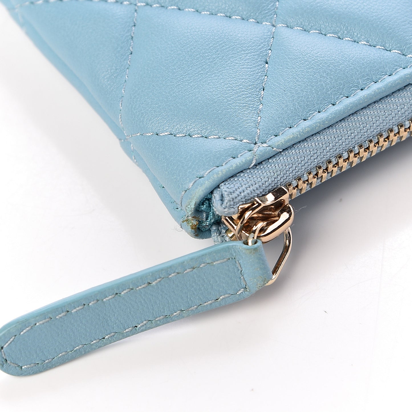 Lambskin Quilted Small Cosmetic Case Turquoise
