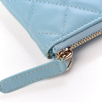 Chanel Lambskin Quilted Small Cosmetic Case Turquoise 8 of 12