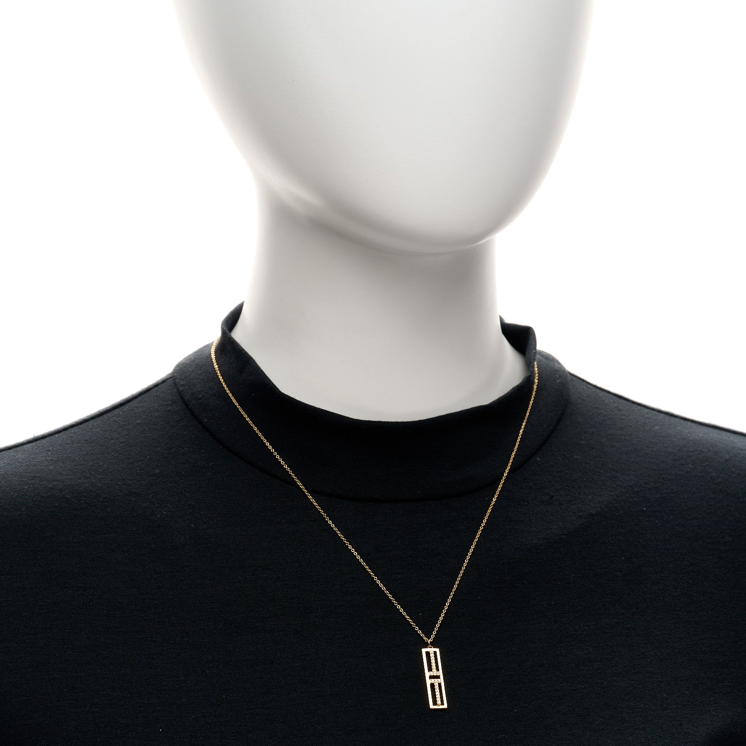 Tiffany 18K Yellow Gold Diamond Tiffany T Two Open Vertical Bar Pendant Necklace 2 of 4