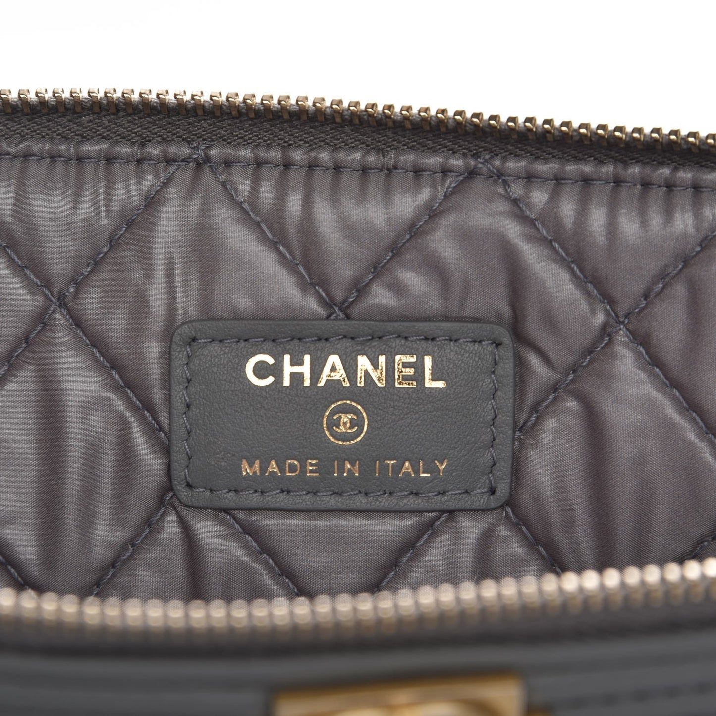 Calfskin Quilted Large Boy Cosmetic Case Grey