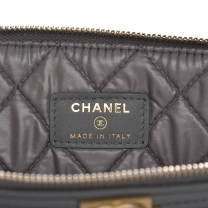 Chanel Calfskin Quilted Large Boy Cosmetic Case Grey 6 of 8