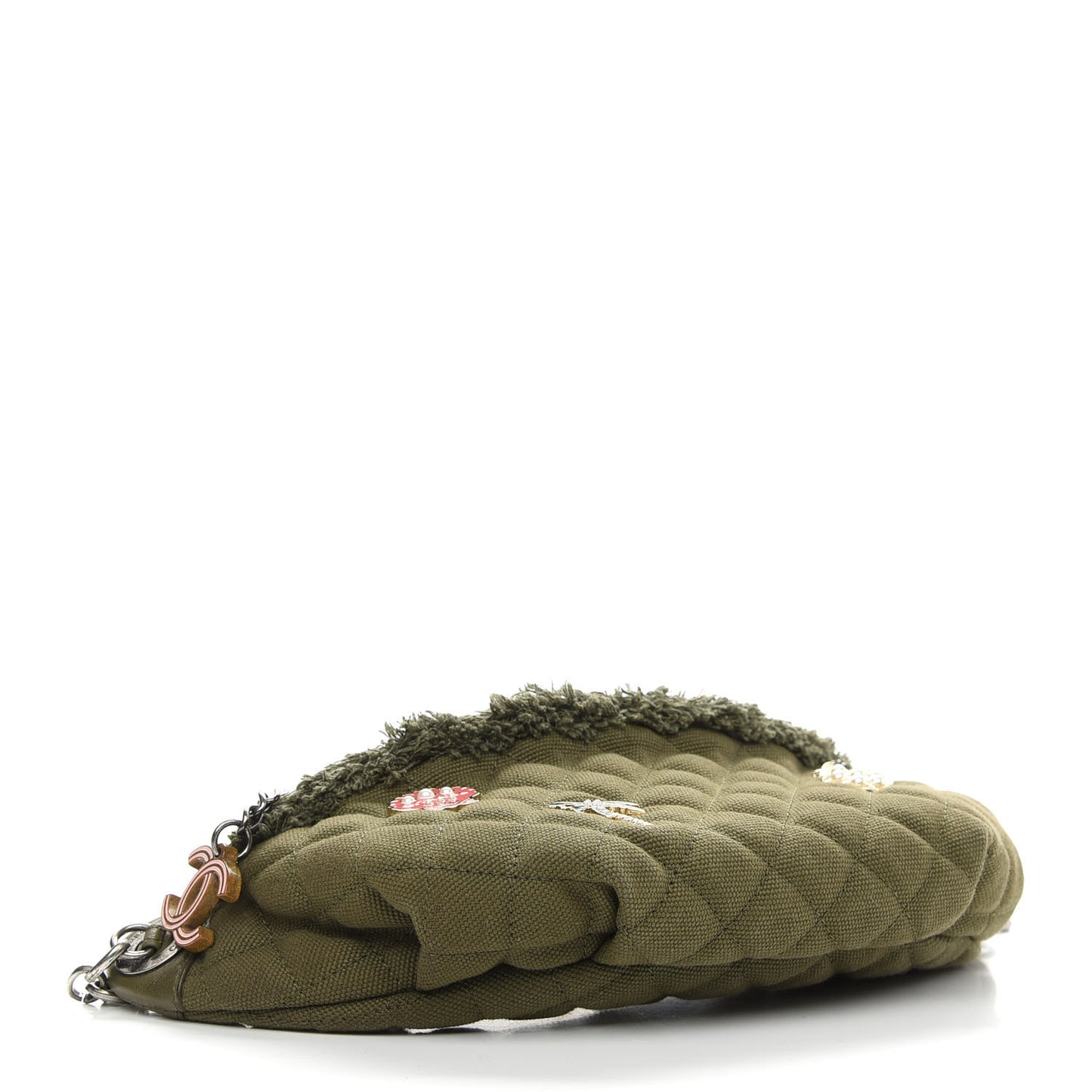 Canvas Lambskin Quilted Coco Cuba Charms Waist Bag Khaki