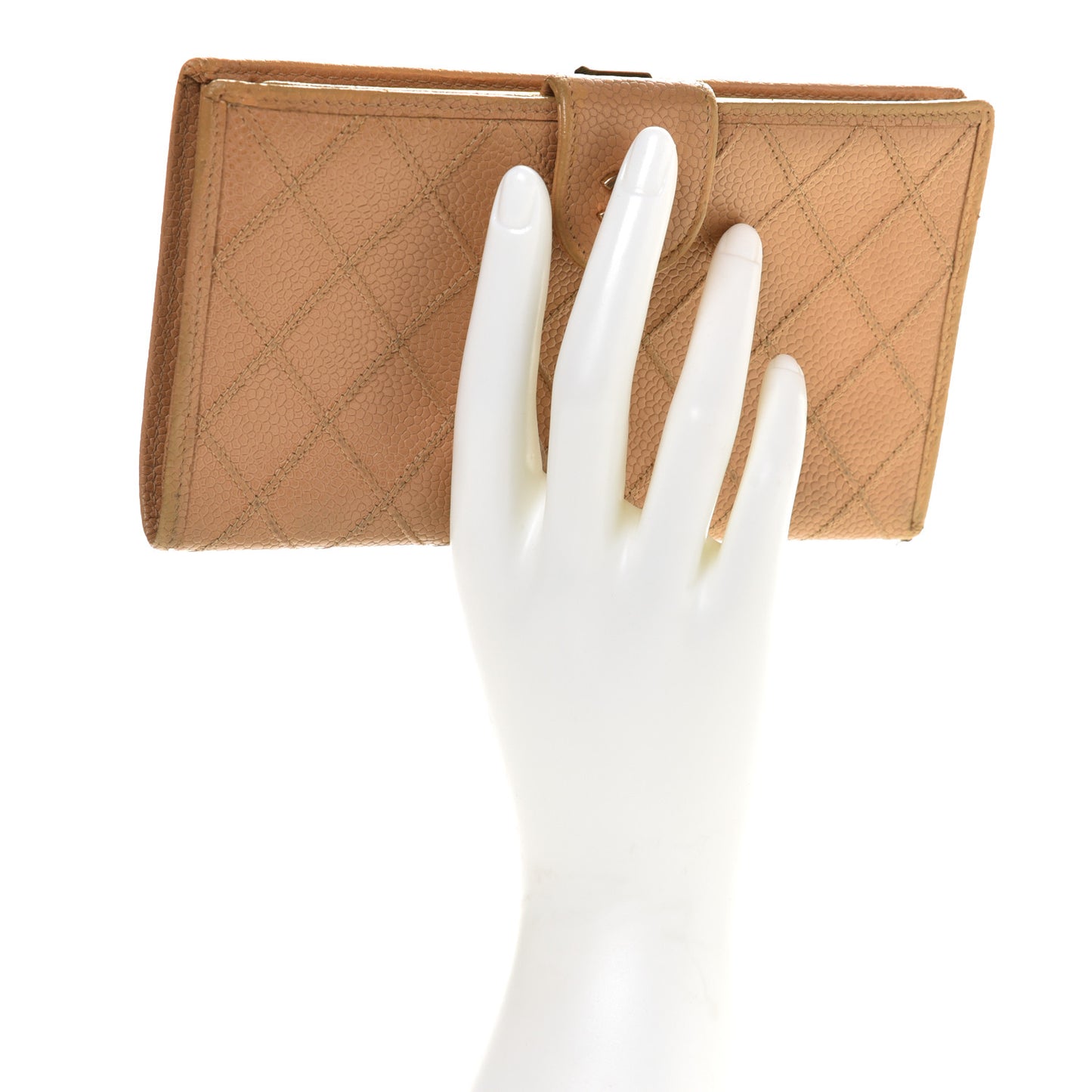 Caviar Diamond Stitched French Wallet Beige