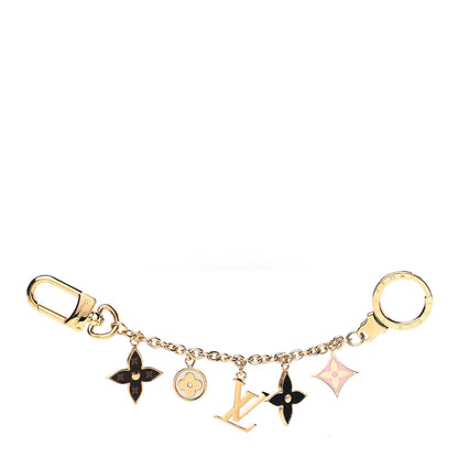 Louis Vuitton Brass Enamel Fleur De Monogram Bag Charm Chain Gold 1 of 3