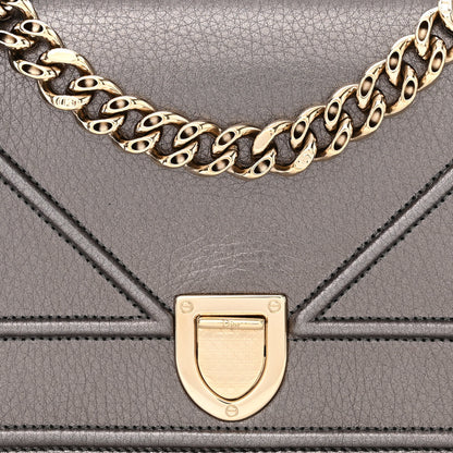 Christian Dior Metallic Grained Calfskin Small Diorama Flap Bag Gunmetal Grey 8 of 12