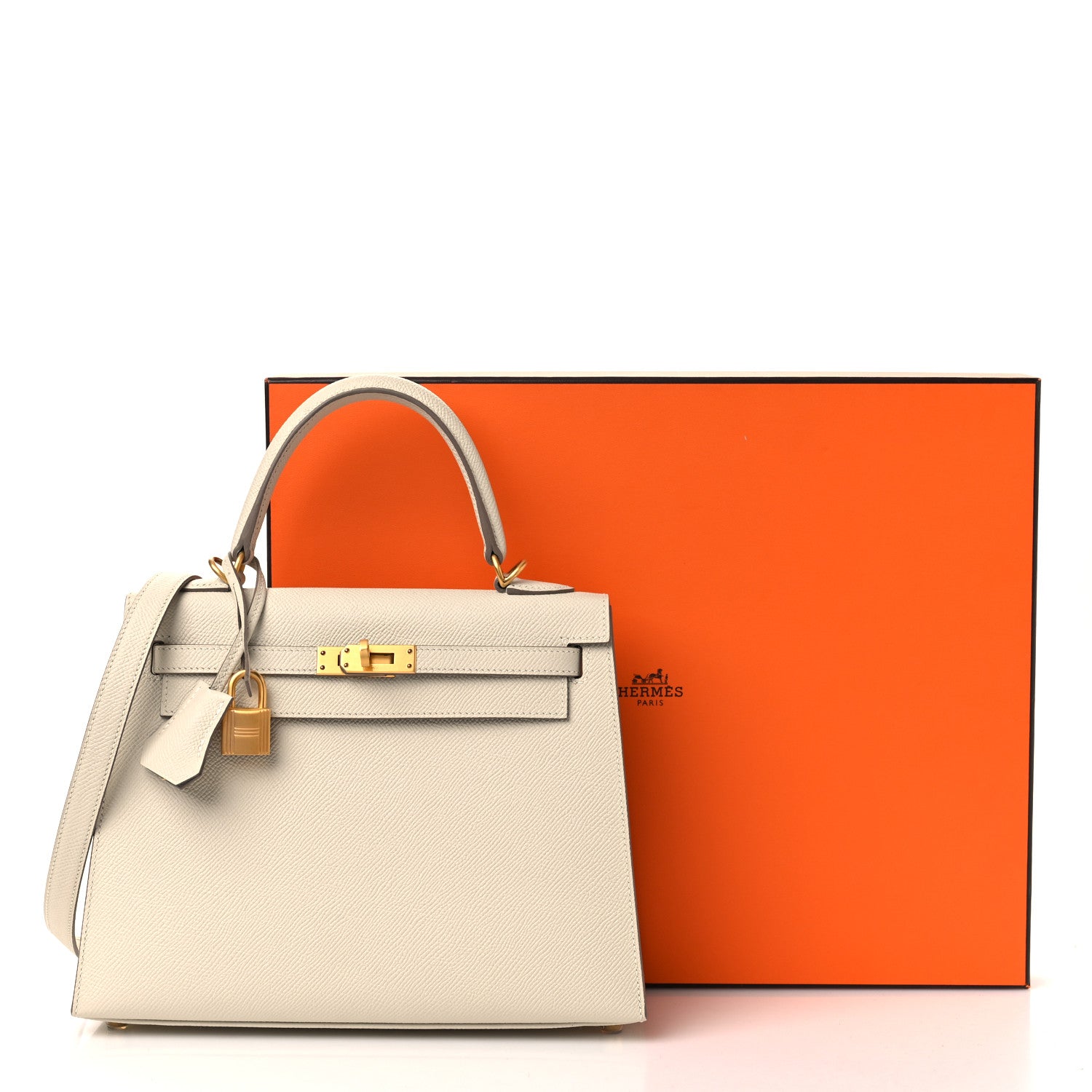 Hermes Epsom Horseshoe Kelly Sellier 25 Craie Gris Perle 12 of 12