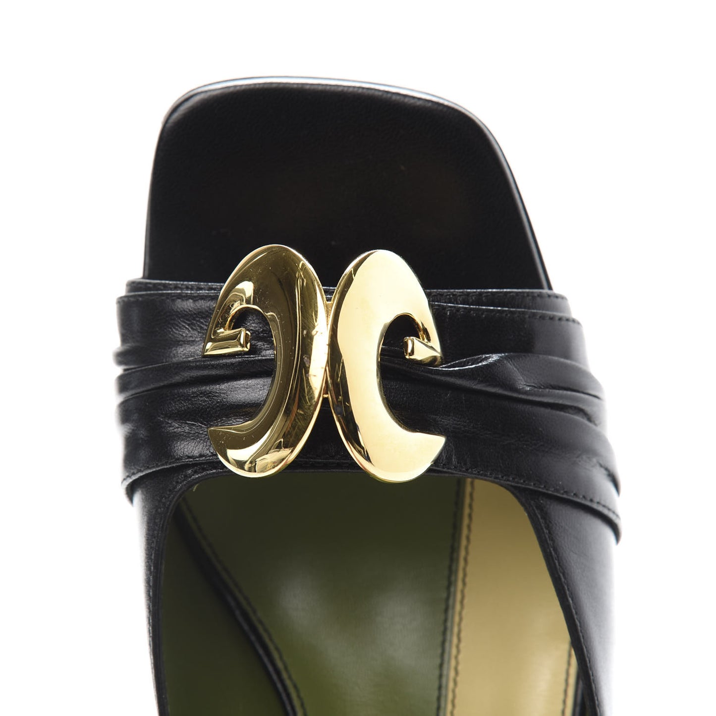 Malaga Kid Half Moon GG Square Toe Slide Sandals 37 Black
