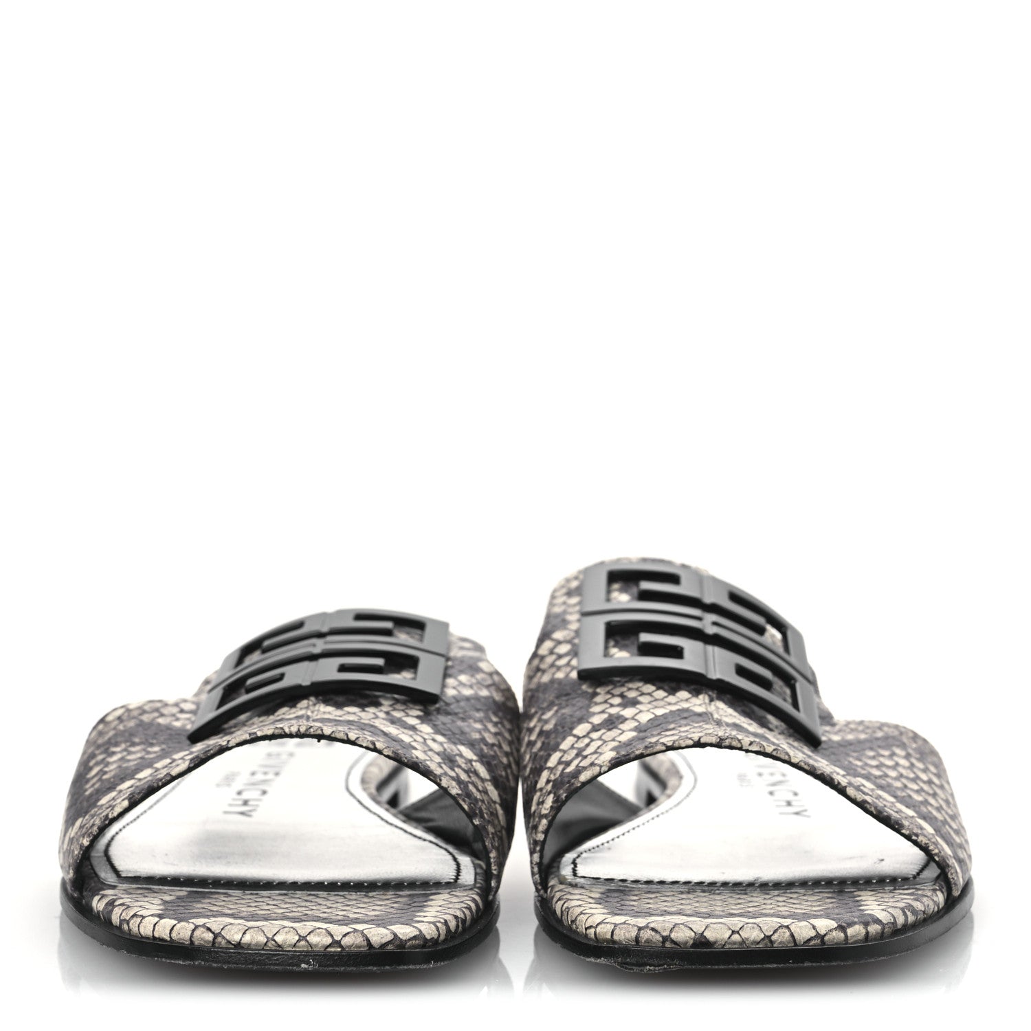 Givenchy Calfskin Snakeskin Print 4G Flat Sandals 38.5 Stone Grey 3 of 13