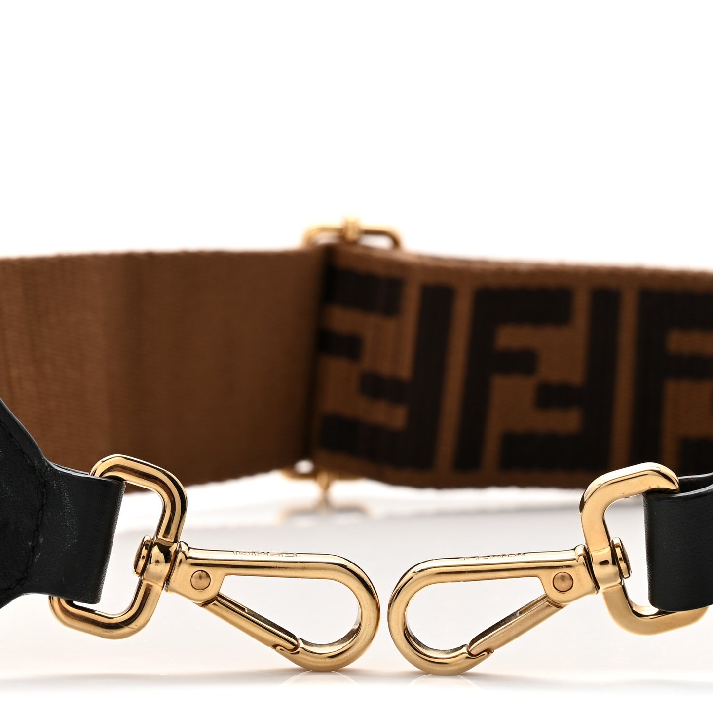 Ribbon Vitello Century FF 1974 Flat Studded Strap You Fango Marrone Ebano