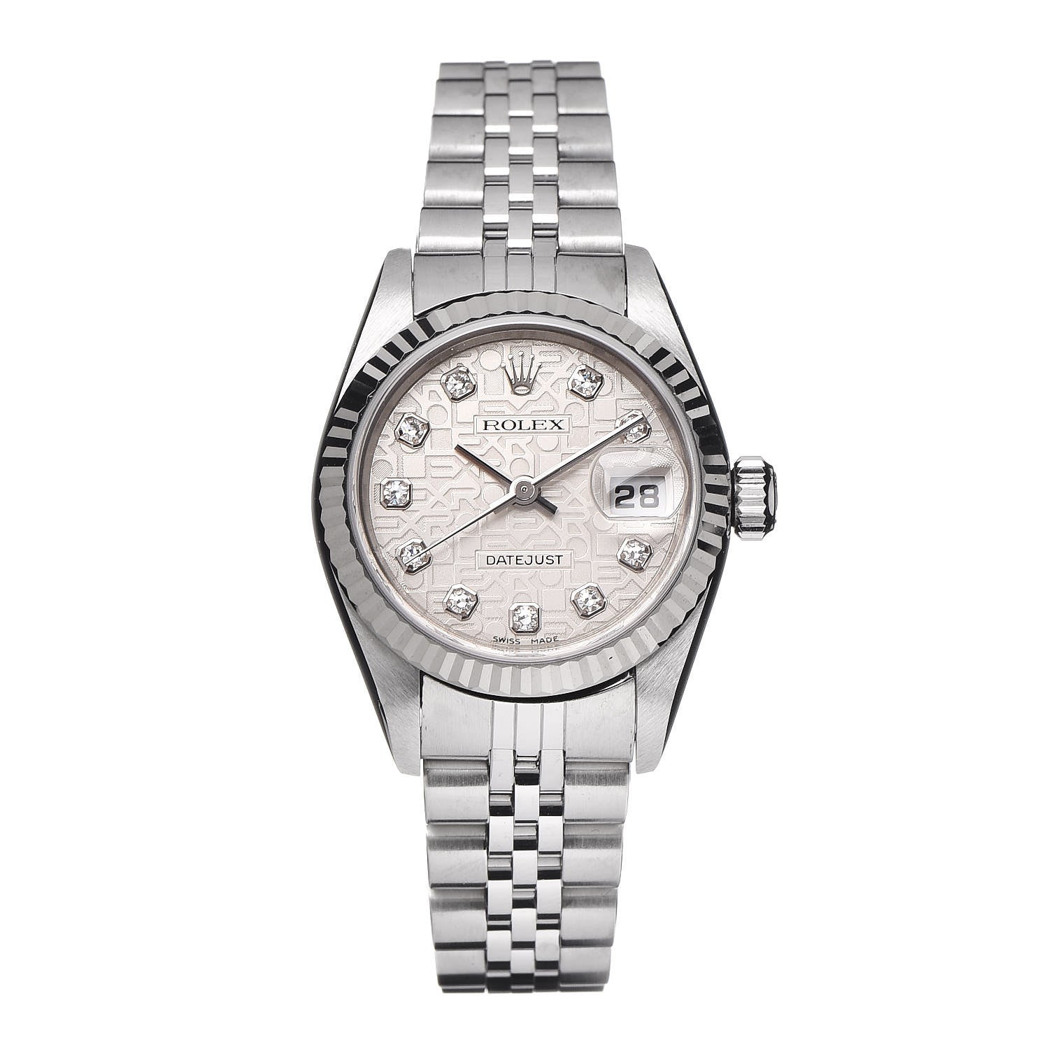 Rolex Stainless Steel 18K White Gold Diamond 26mm Oyster Perpetual Datejust Watch Silver Jubilee 79174 1 of 8