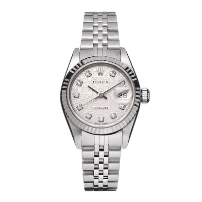 Rolex Stainless Steel 18K White Gold Diamond 26mm Oyster Perpetual Datejust Watch Silver Jubilee 79174 1 of 8