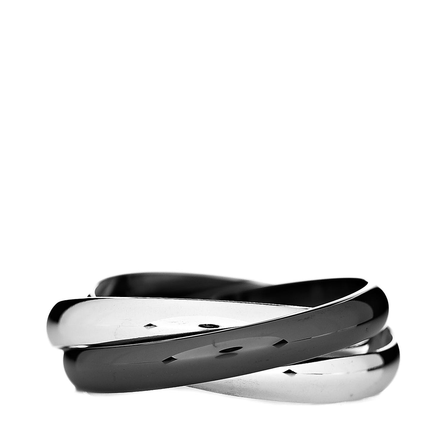 18K White Gold Black Ceramic Trinity Ring 64 10.75