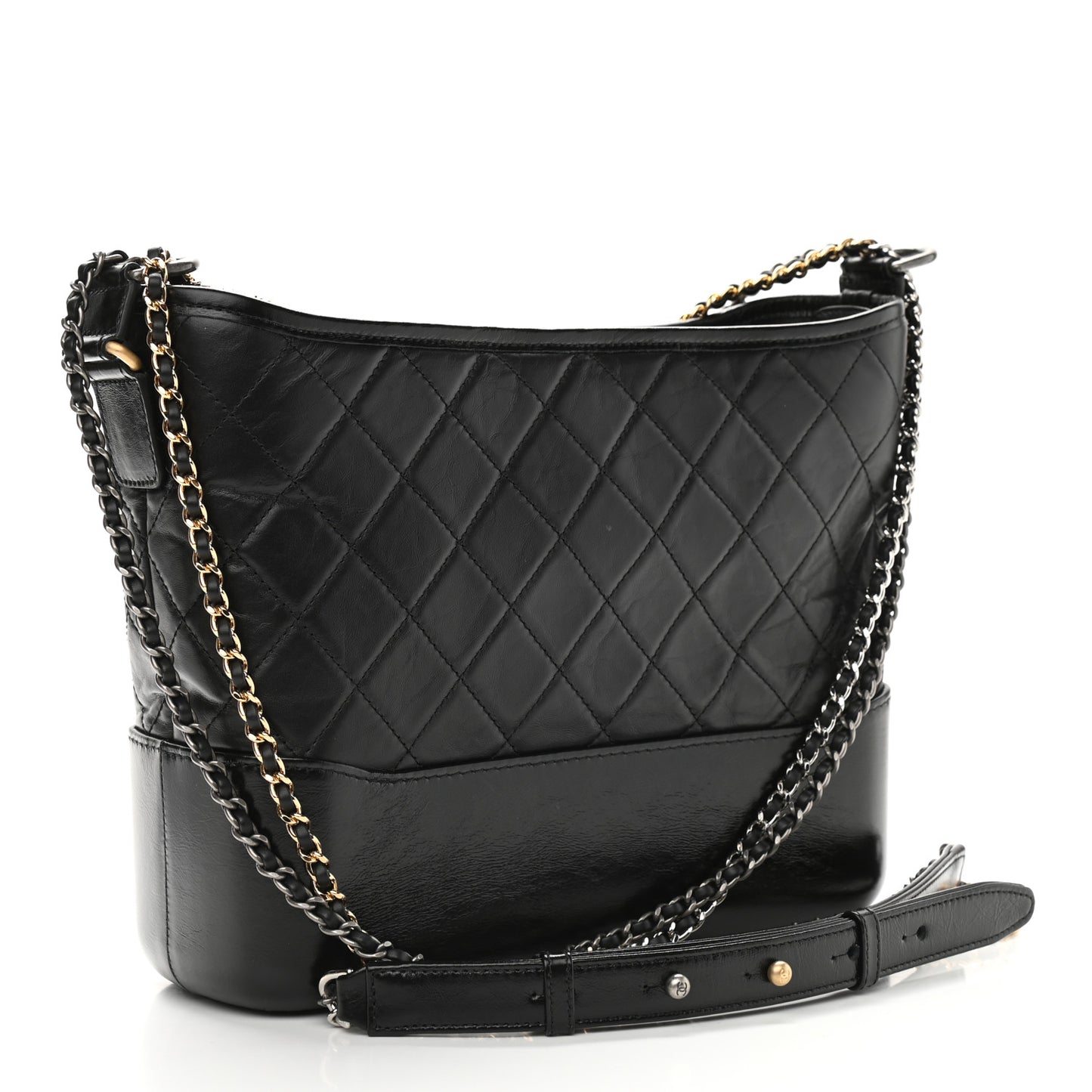 Aged Calfskin Quilted Medium Gabrielle Hobo Black