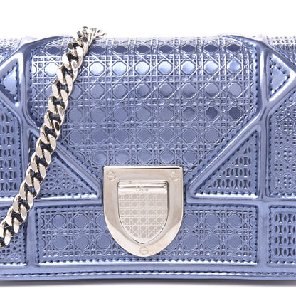 Christian Dior Metallic Patent Micro-Cannage Baby Diorama Flap Bag Blue 9 of 10