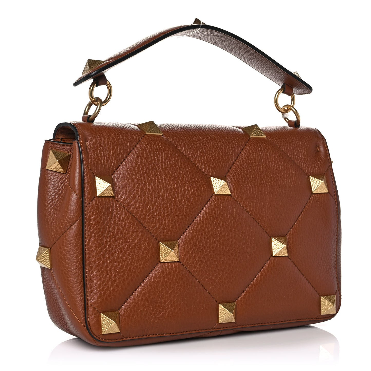 Grained Calfskin Large Roman Stud Shoulder Bag Selleria