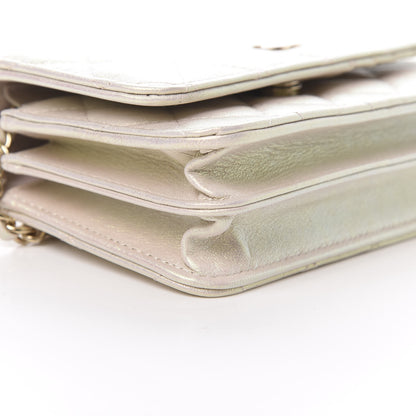Chanel Iridescent Lambskin Quilted Mini Wallet On Chain WOC Ivory 9 of 11
