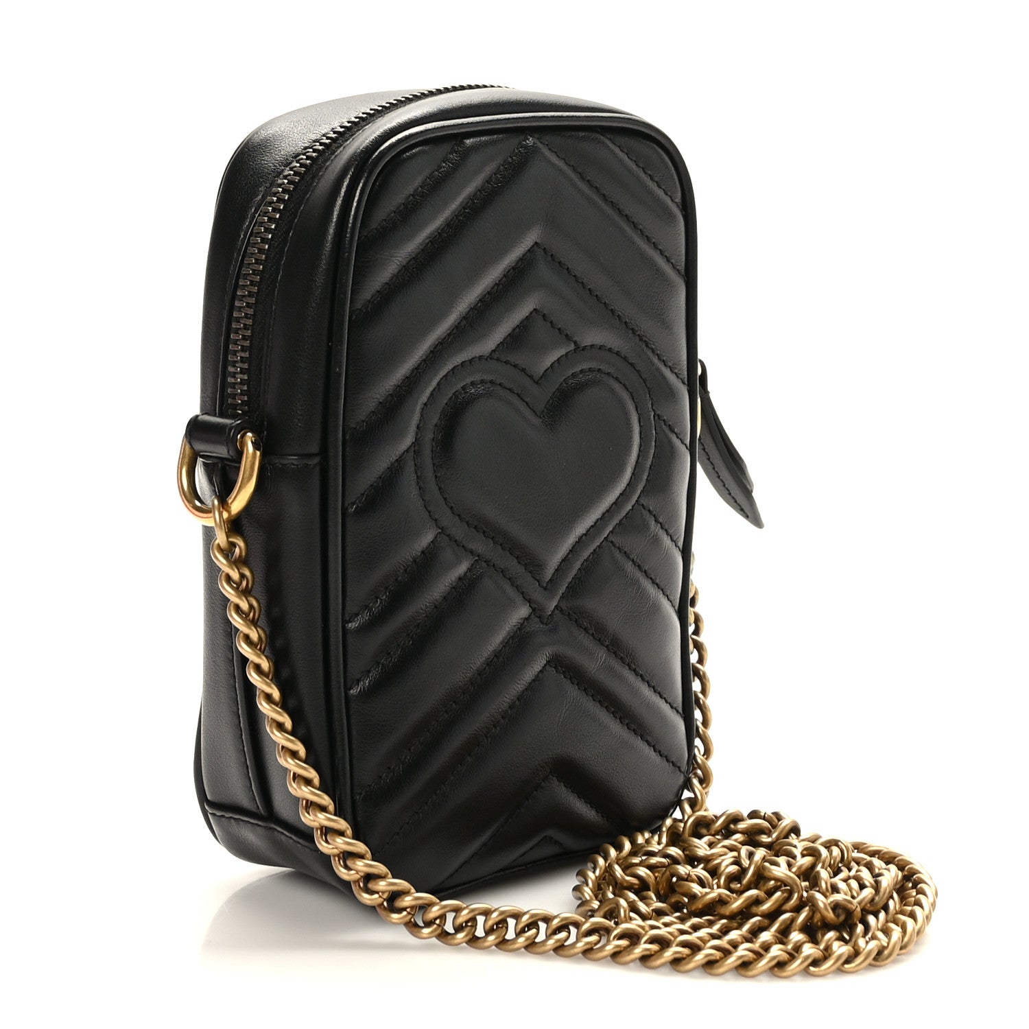 Gucci Calfskin Matelasse Mini GG Marmont Crossbody Bag Black 3 of 10