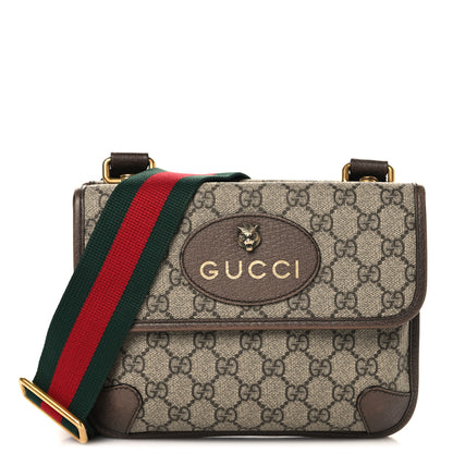 Gucci GG Supreme Monogram Web Small Neo Vintage Double Flap Messenger Bag Beige New Acero 1 of 14
