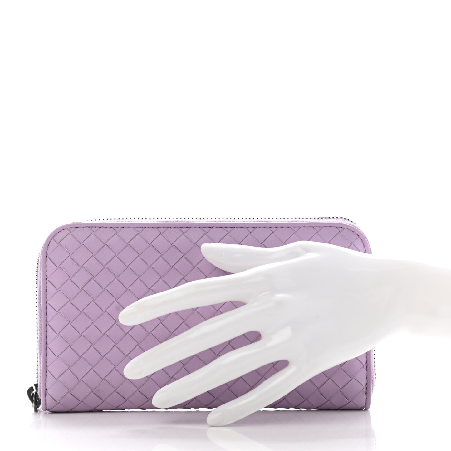Nappa Intrecciato Zip Around Wallet Lilac