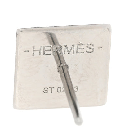 Hermes Wood Lacquered Palladium Medor XO Earrings Black 4 of 6