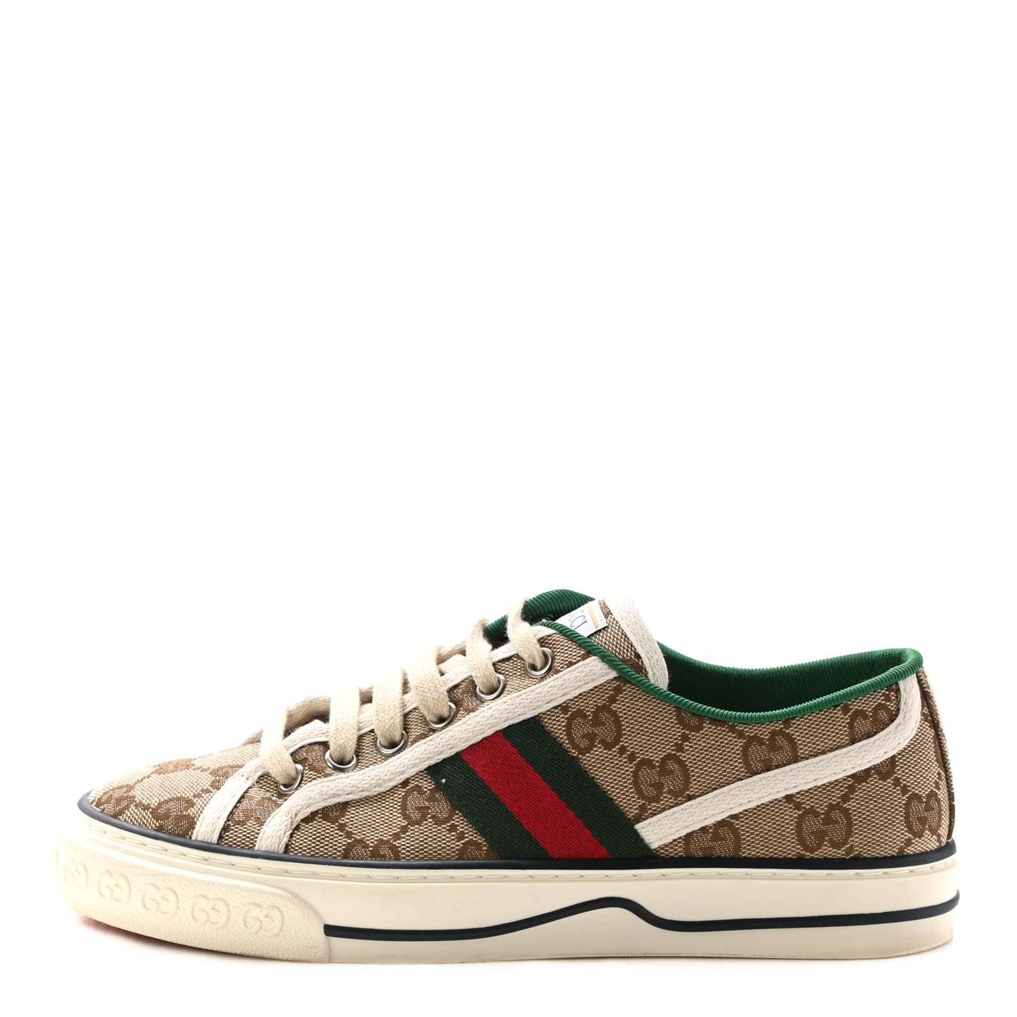 GG Monogram Web Womens 1977 Tennis Sneakers 36 Beige Ebony Mystic White