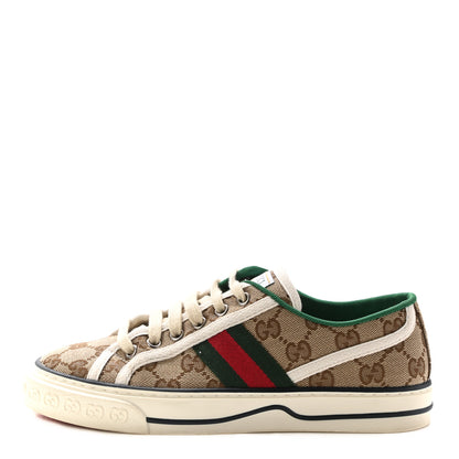 Gucci GG Monogram Web Womens 1977 Tennis Sneakers 36 Beige Ebony Mystic White 1 of 7