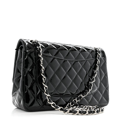 Chanel Patent Quilted Jumbo Double Flap Black 3 of 15