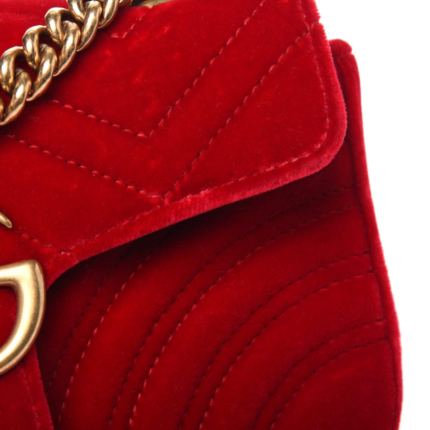 Velvet Matelasse Mini GG Marmont Shoulder Bag Hibiscus Red