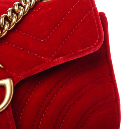 Gucci Velvet Matelasse Mini GG Marmont Shoulder Bag Hibiscus Red 18 of 21