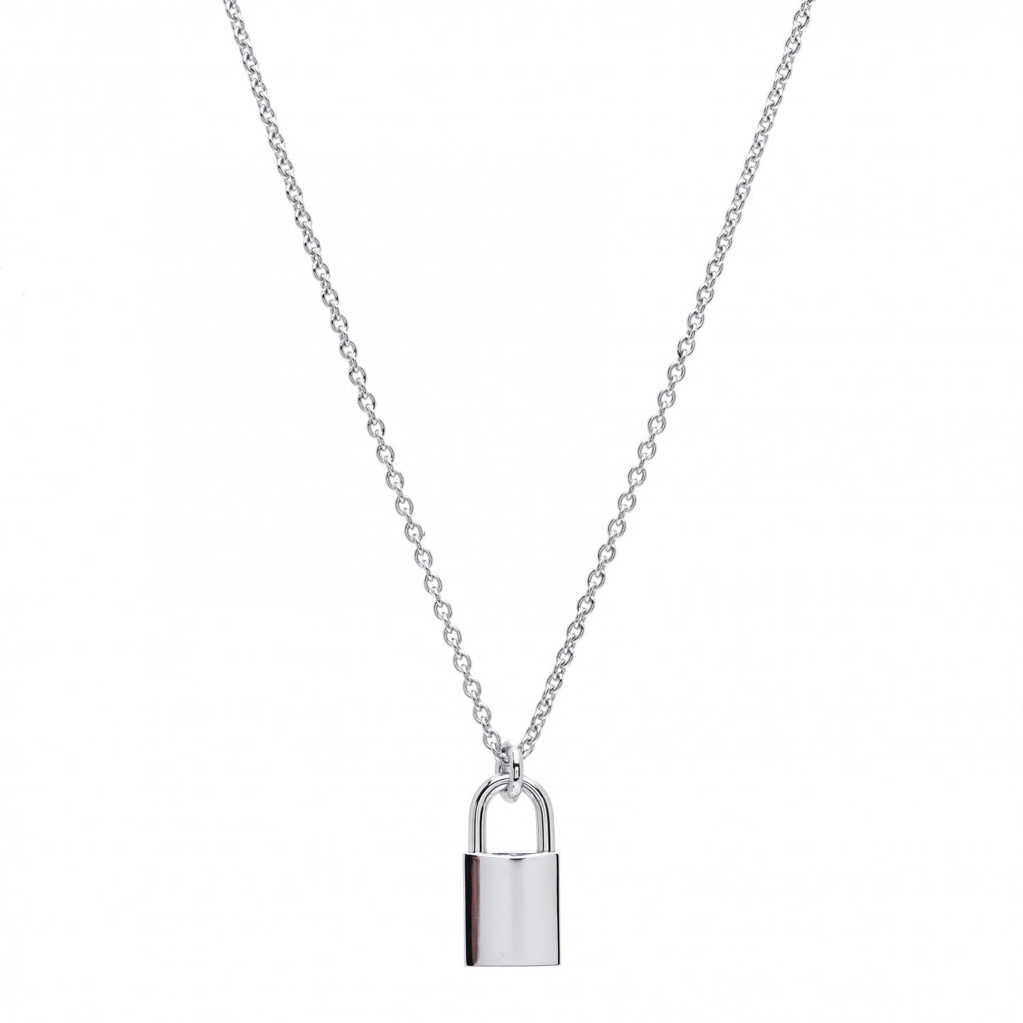 18K White Gold Diamond Amulettes Cadenas Pendant Necklace