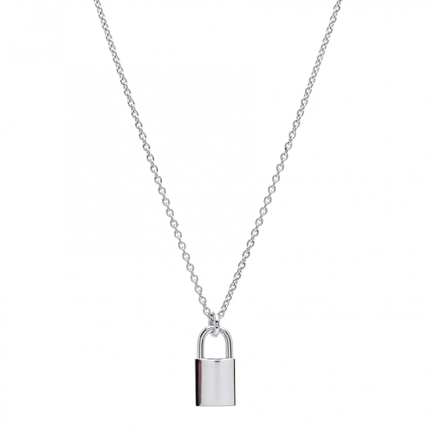 Hermes 18K White Gold Diamond Amulettes Cadenas Pendant Necklace 5 of 7