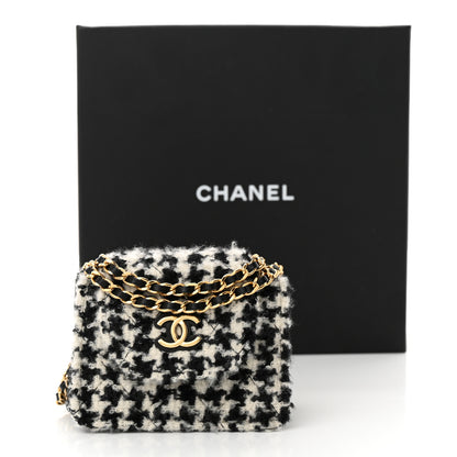 Chanel Tweed Houndstooth Quilted Mini Accordion Clutch With Chain White Black 11 of 11