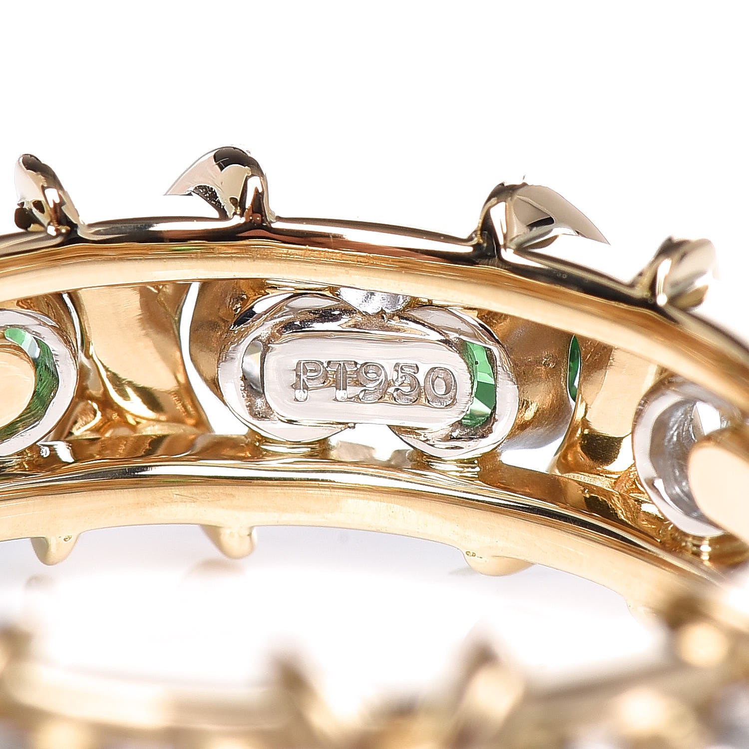 Tiffany 18K Yellow Gold Platinum Tsavorite Schlumberger Sixteen Stone Ring 50 5.5 6 of 6