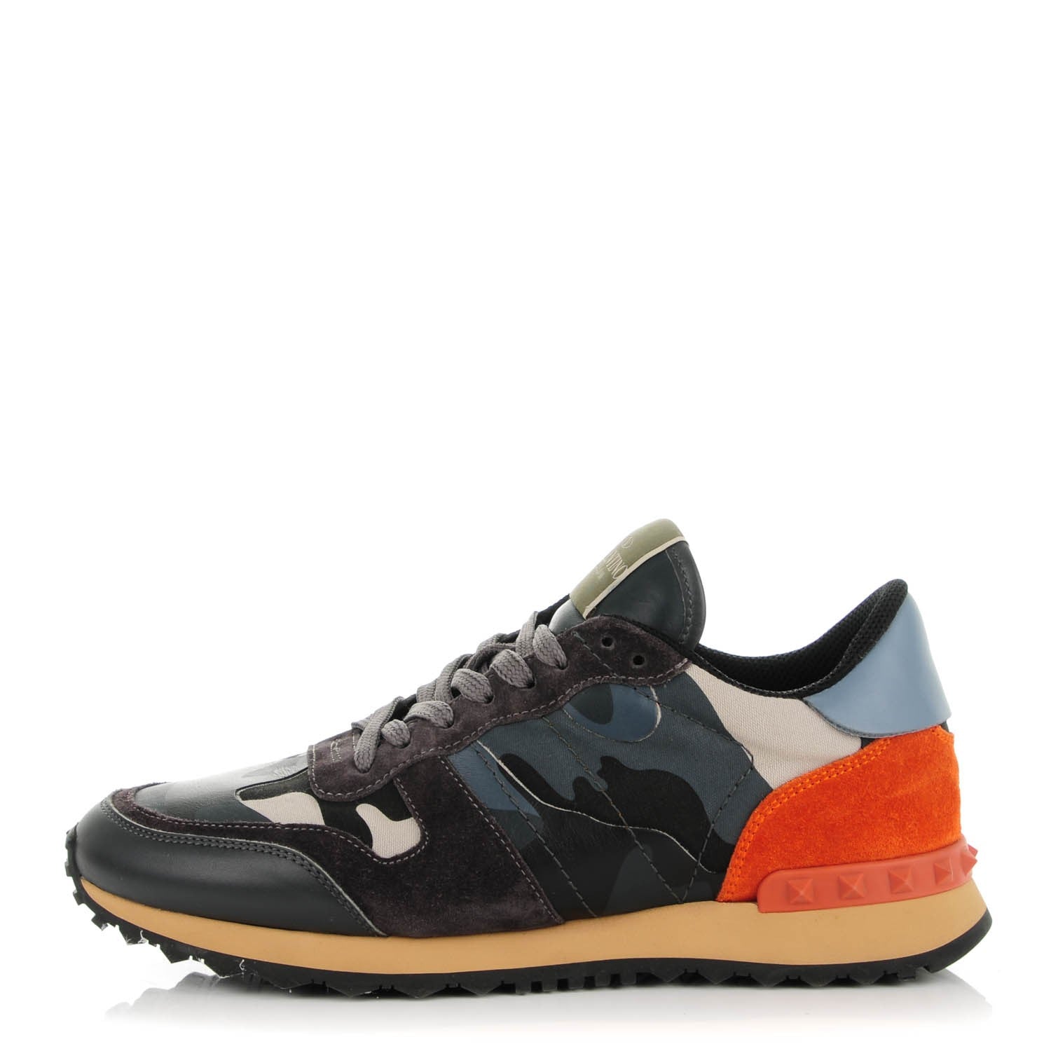 Valentino Garavani Nappa Suede Camouflage Womens Rockrunner Sneakers 40 Multicolor 1 of 8