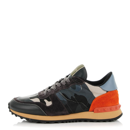 Valentino Garavani Nappa Suede Camouflage Womens Rockrunner Sneakers 40 Multicolor 1 of 8