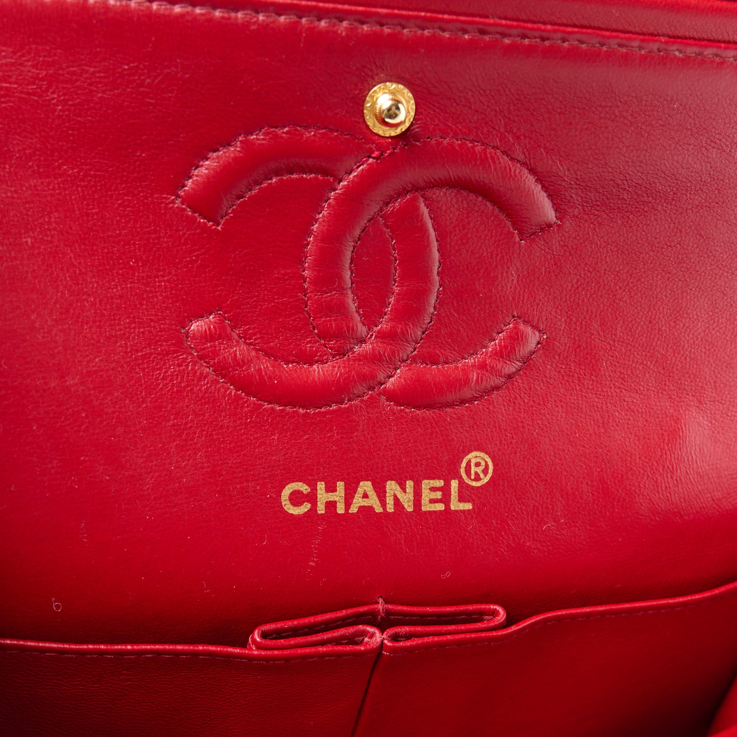 Lambskin Quilted Small Double Flap Red