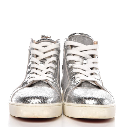 Christian Louboutin Mens Metallic Mesh Python Calfskin Embossed Louis Flat Sneakers 45 Silver 2 of 12