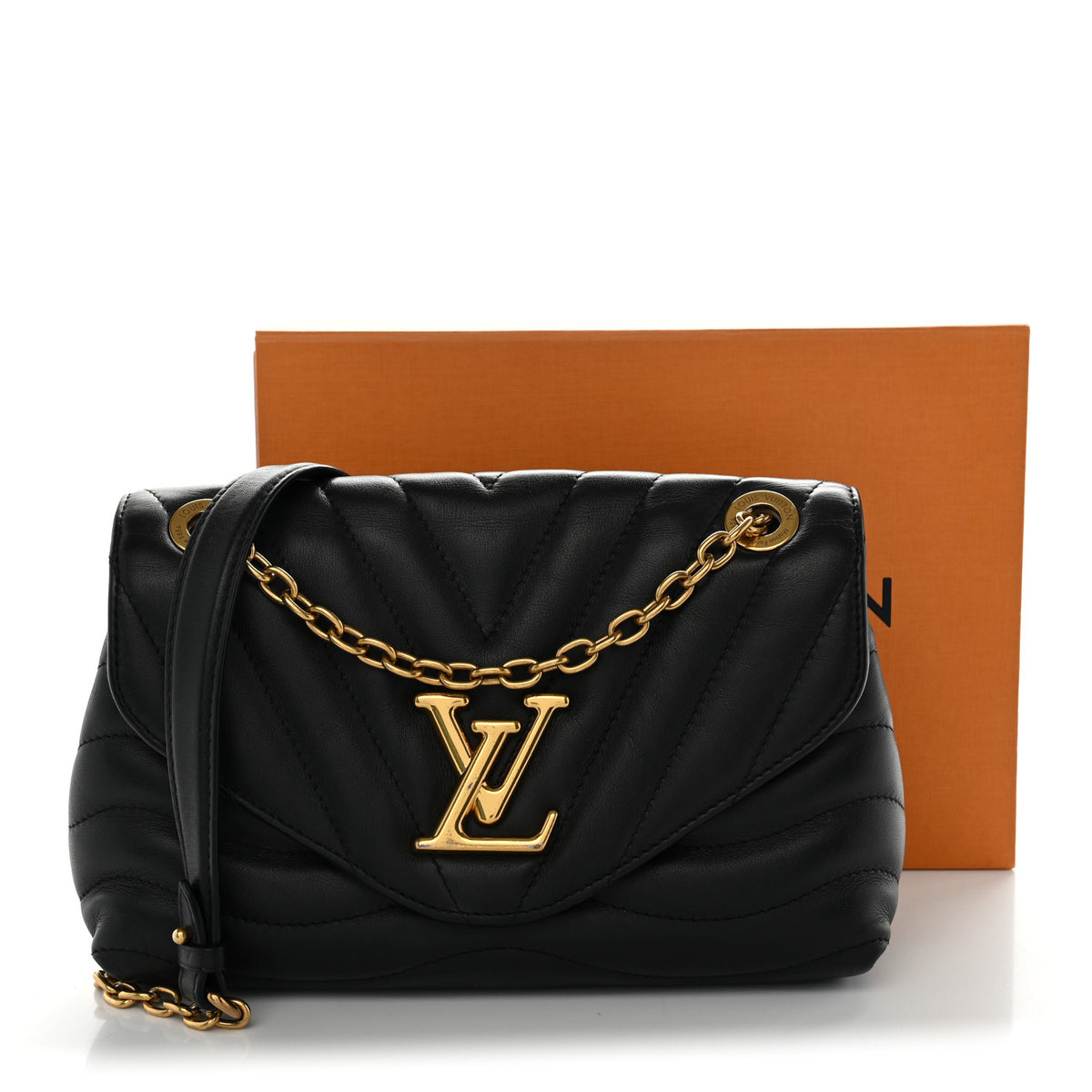 Calfskin LV New Wave Chain Bag Black